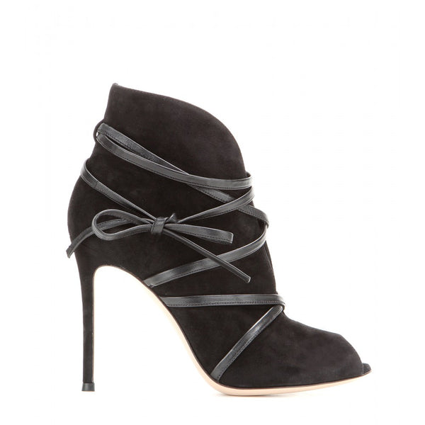 Suede open-toe ankle boots