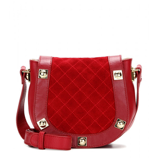 Sadie quilted suede and leather shoulder bag