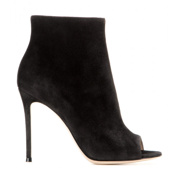 Suede open-toe ankle boots