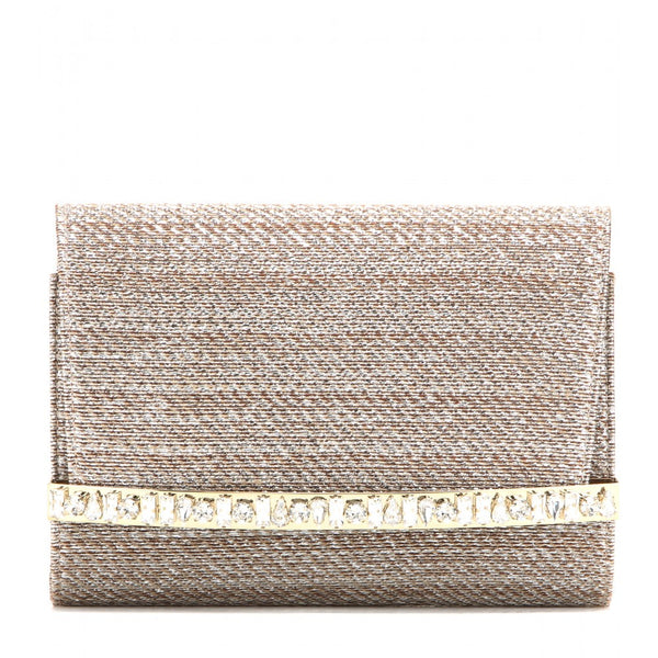 Bow embellished suede clutch