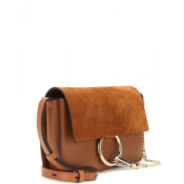 Faye Small leather and suede shoulder bag