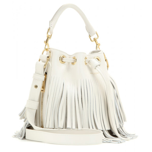 Emmanuelle Small embellished leather and suede bucket bag