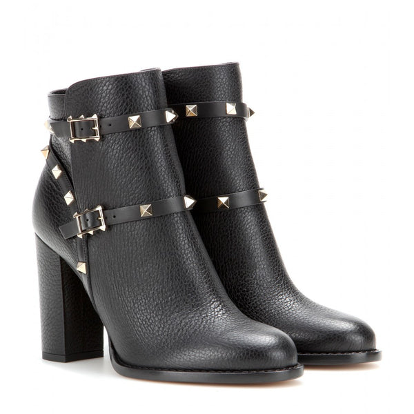 Rockstud leather ankle boots