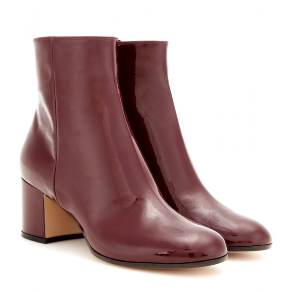 Patent leather ankle boots