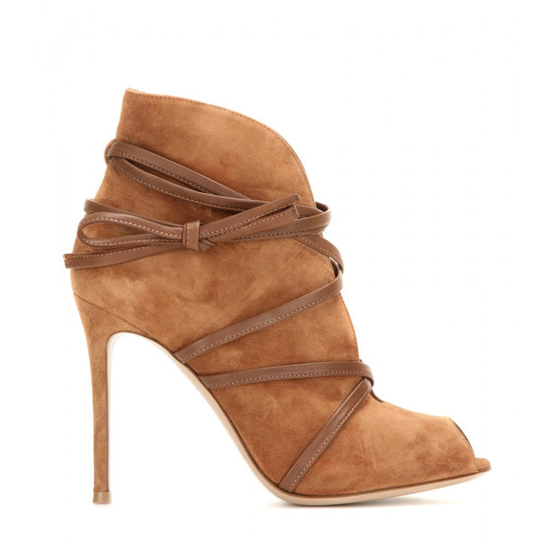 Suede open-toe ankle boots