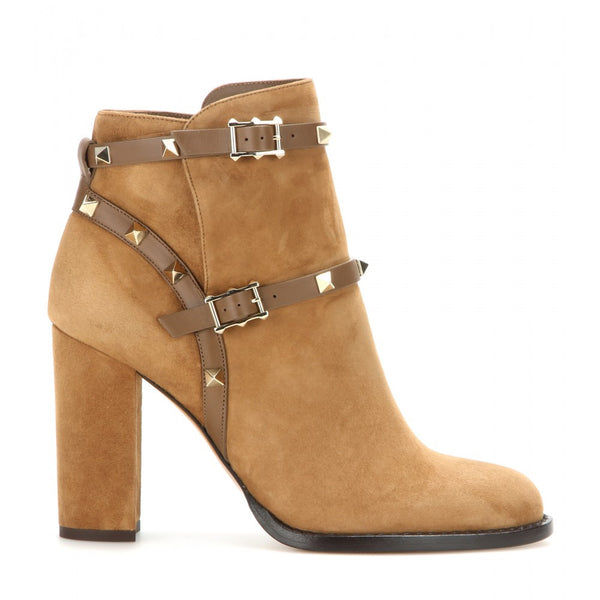 Rockstud leather ankle boots