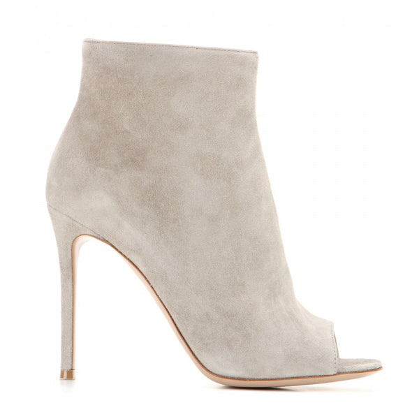 Suede open-toe ankle boots