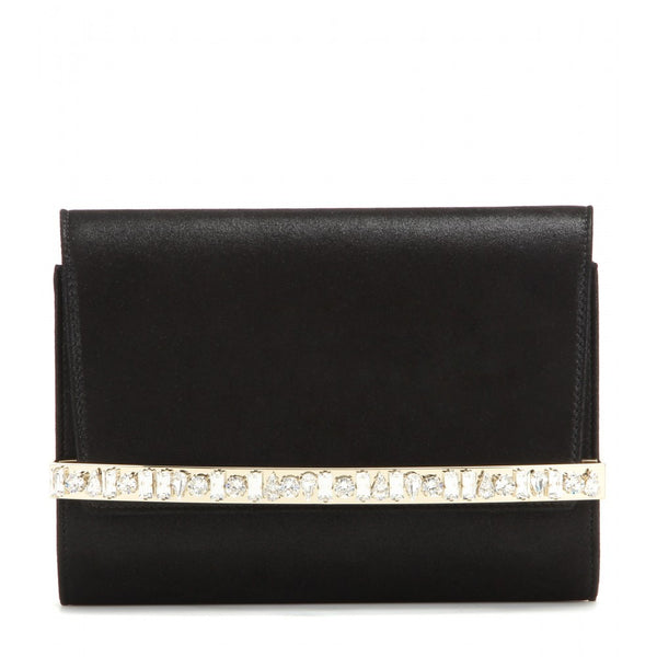 Bow embellished suede clutch