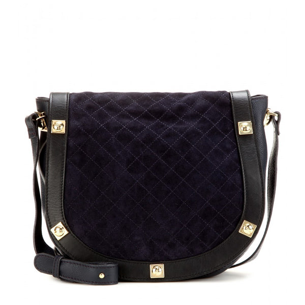 Sadie quilted suede and leather shoulder bag