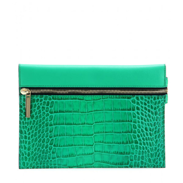 Small Zip embossed leather clutch