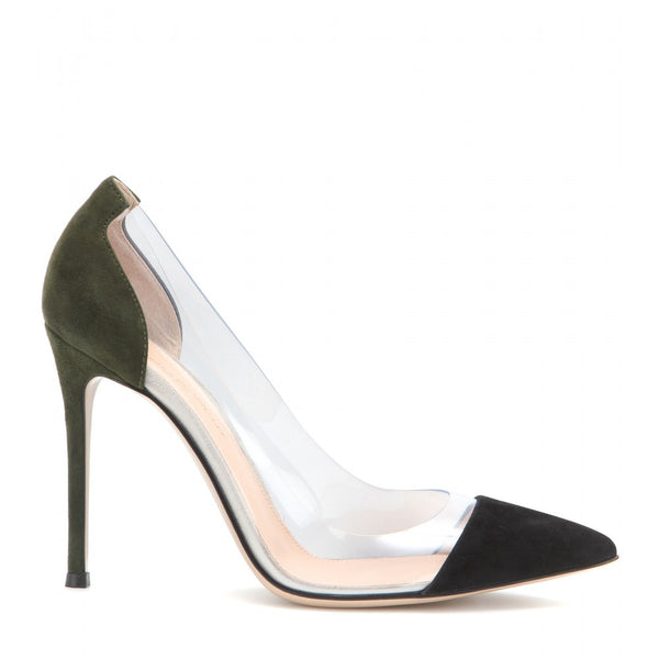 Suede and transparent pumps