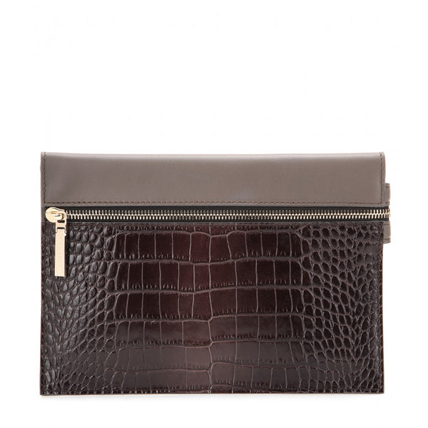 Small Zip embossed leather clutch