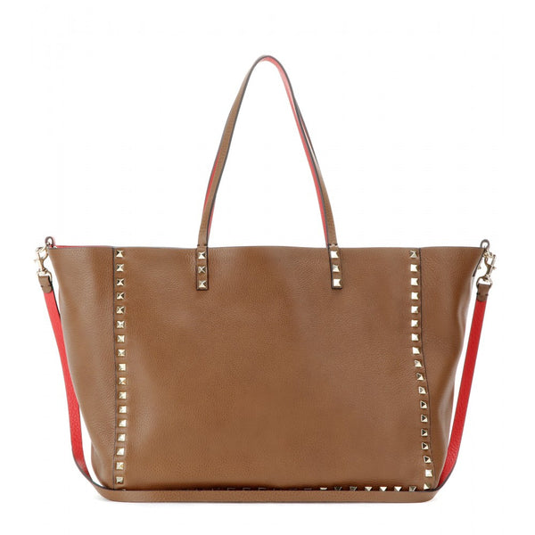Rockstud reversible leather shopper