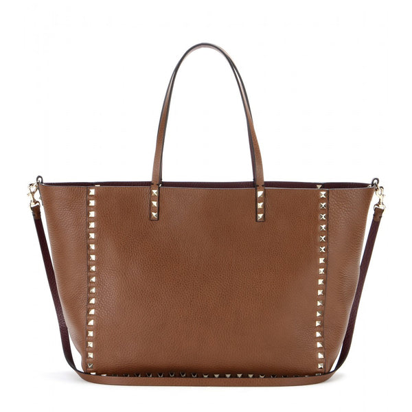Rockstud reversible leather shopper